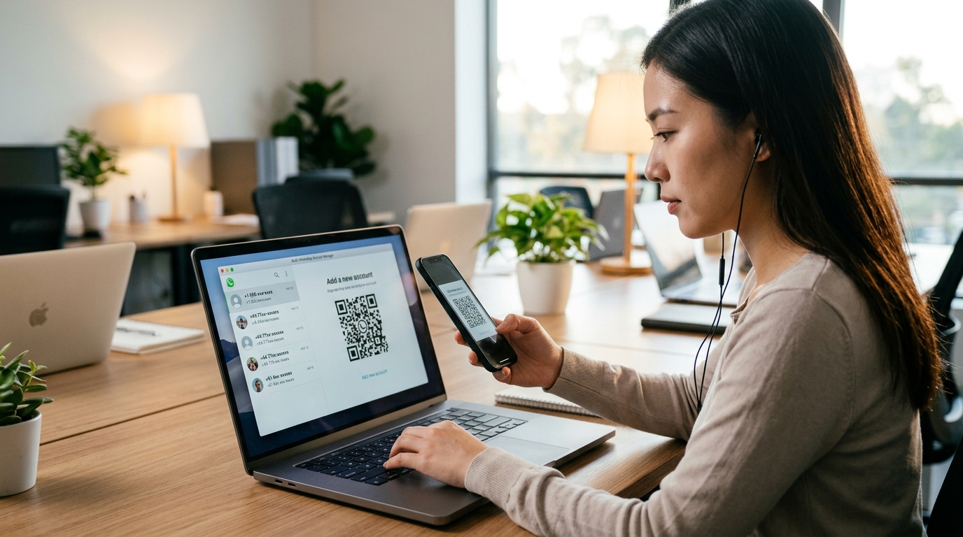 hellogpt下载后注册账号与WhatsApp多平台登录扫码界面