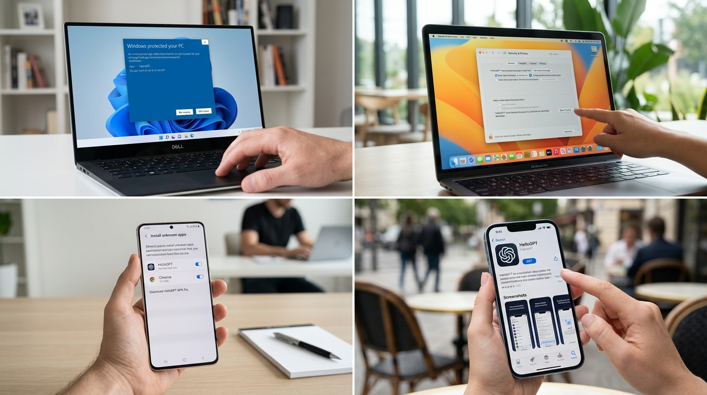 hellogpt下载在Windows Mac 安卓 iOS 各平台的安装授权步骤